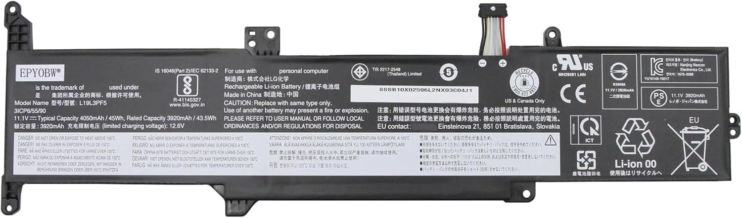 Lenovo IdeaPad 3-14ADA05 3-14ARE05 3-14IML05 3-15ADA05 3-15ARE05 3-15IML05 / V14 G1-IML V15 G1-IML Series 5B10X02599 SB10X02596 L19C3PF7 L19D3PF5 (USED)