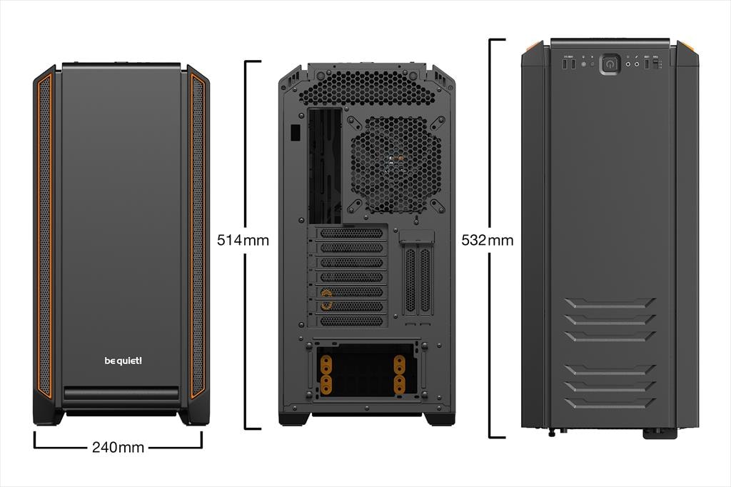 CASE BE QUIET! ATX Mid-Tower Silent Base 601, 2x140mm Pure WIngs 2, Fan controller, Extra thick insulation mats, Orange, BG025