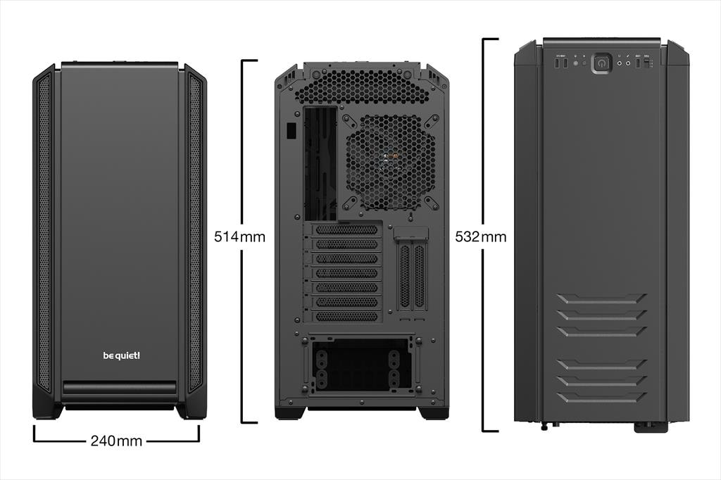 CASE BE QUIET! ATX Mid-Tower Silent Base 601, 2x140mm Pure Wings 2,Fan controller, Extra thick insulation mats, w/WINDOW, Black BGW26