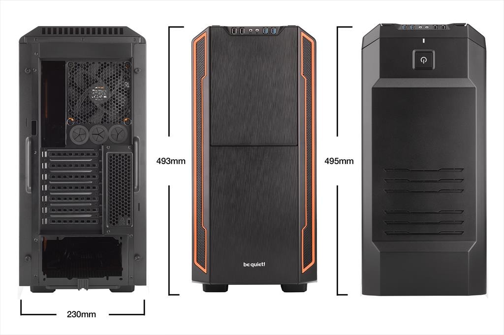 CASE BE QUIET! ATX Mid-Tower Silent Base 600, 1x120mm & 1x140mm Pure WIngs 2, Fan controller, w/WINDOW and OD DVD slot, Orange, BGW05
