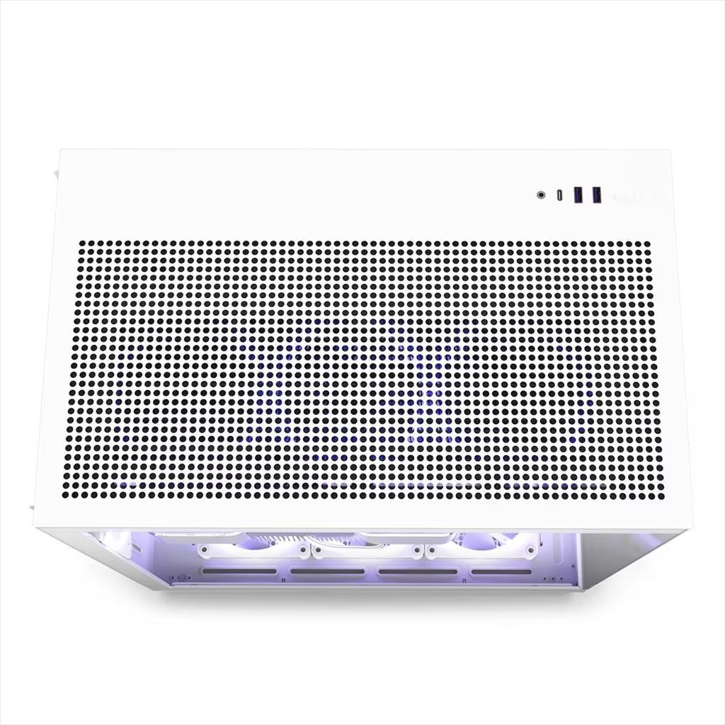 CASE NZXT ATX Mid-Tower H9 FLOW w/2xWINDOWS + Top MESH, 4x F120Q Quiet Airflow fan ,USB-C 3.2, 2xUSB-A 3.2, Matte White CM-H91FW-01