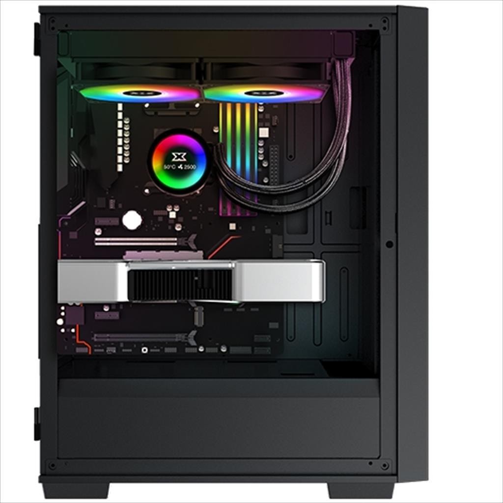CASE XIGMATEK ATX mid-Tower LUX G BLACK w/TG Magnet flip, 4x120mm X24A, ARGB Galaxy II Fan Control Kit