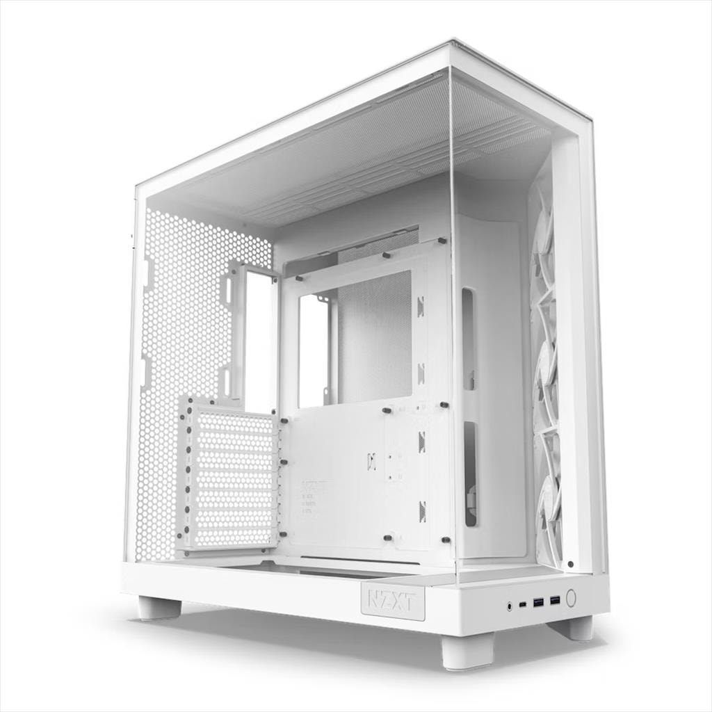 CASE NZXT ATX Mid-Tower H6 FLOW w/WINDOW + side & top MESH 3xF120Q Airflow 120mm fans,1xUSB 3.2 typeC,2x USB 3.2 typeA, Matte White CC-H61FW-01