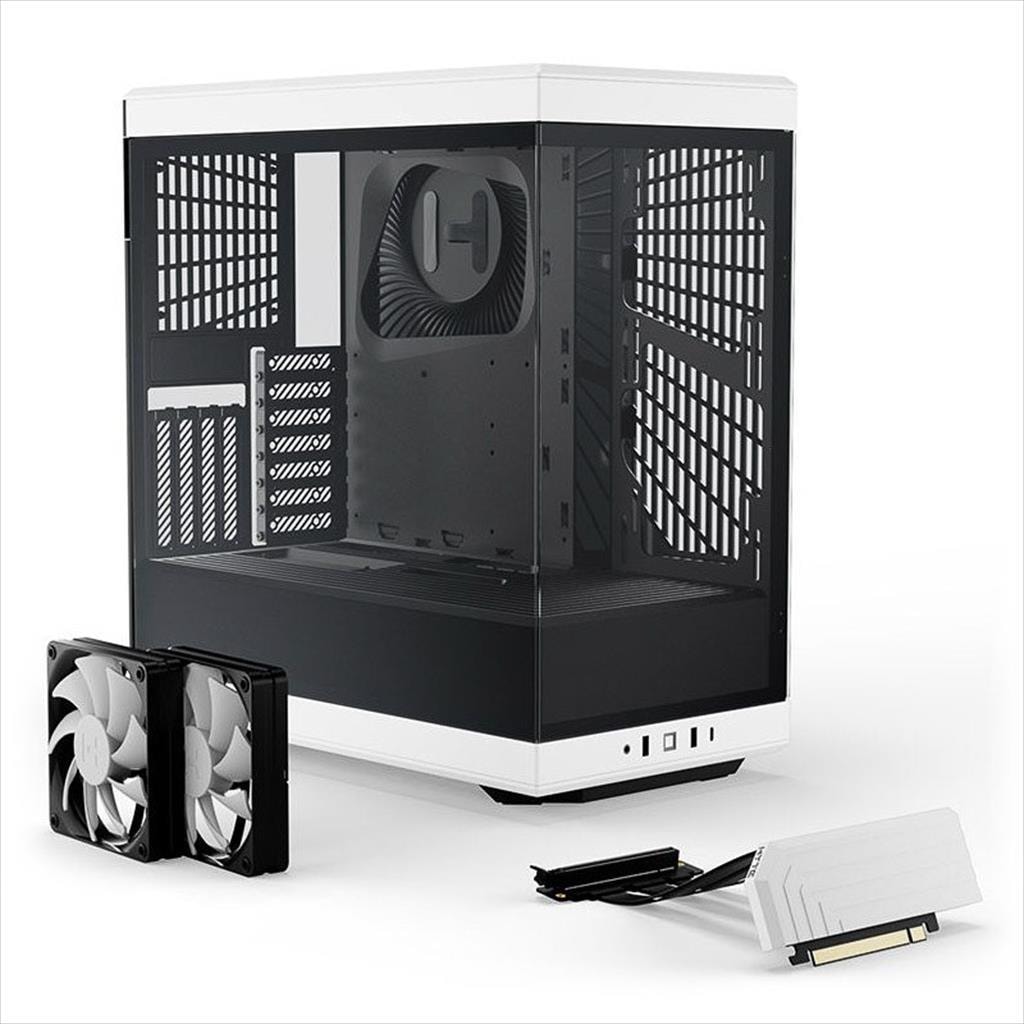 CASE HYTE ATX Mid-Tower Y40, x2 Tempered glass, 2x 120mm fans, w/riser 4.0 cable, Black/White, USB 3.2 Type C, GEHY-013