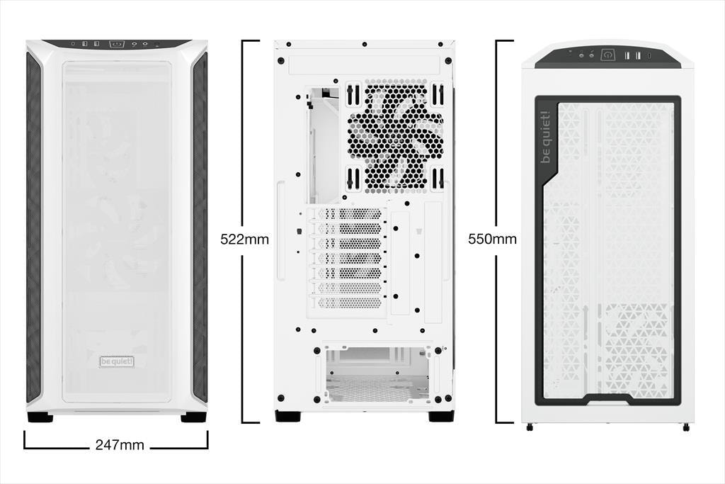 CASE BE QUIET! E-ATX Full-Tower SHADOW BASE 800 DX, 3x140mm Pure Wings 3, front ARGB LED, USB 3.1 type C, open mesh design w/WINDOW, White BGW62