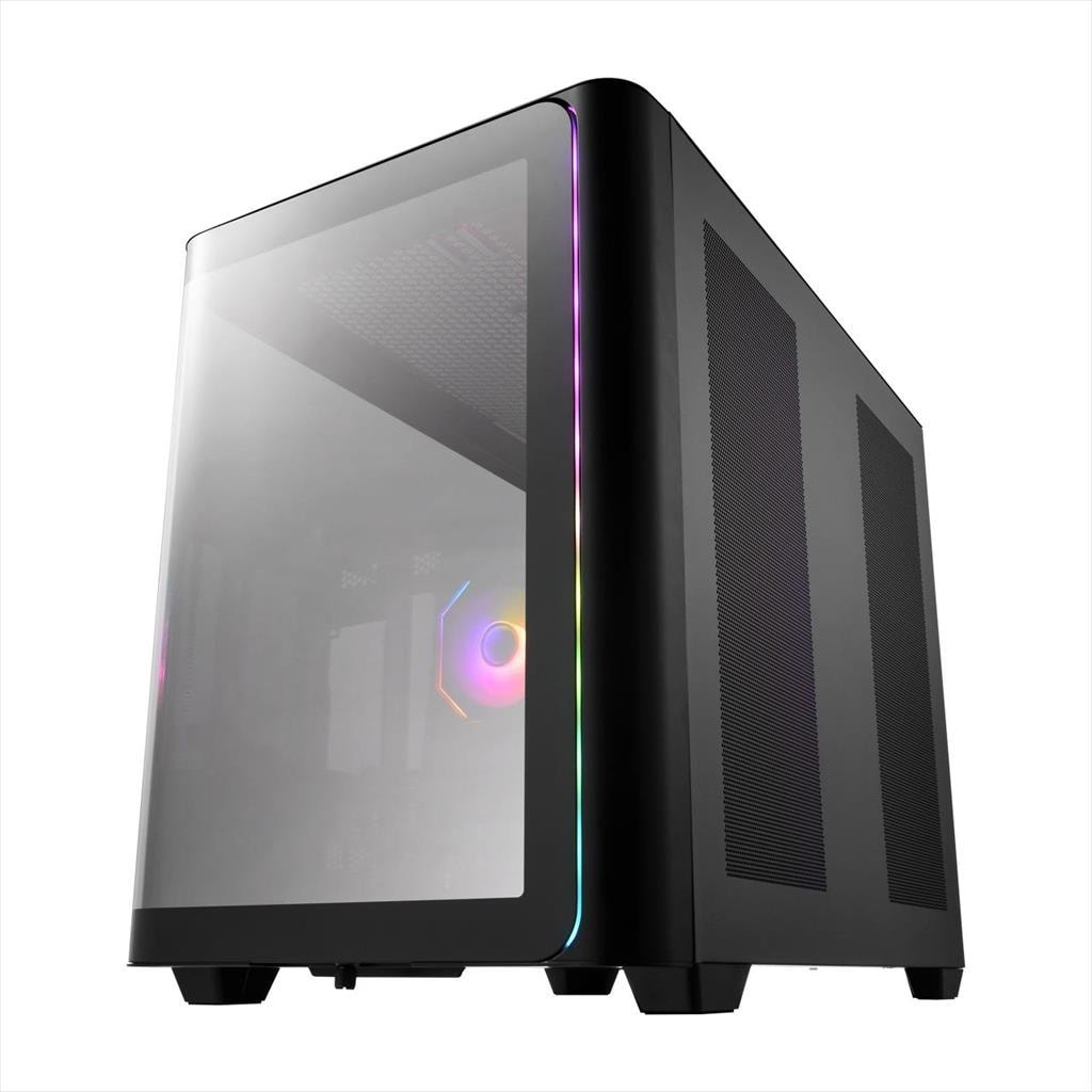 CASE FSP ATX Mid-Tower M580-BA, 4x120mm reverse PWM ARGB, w/CURVED GLASS, Black