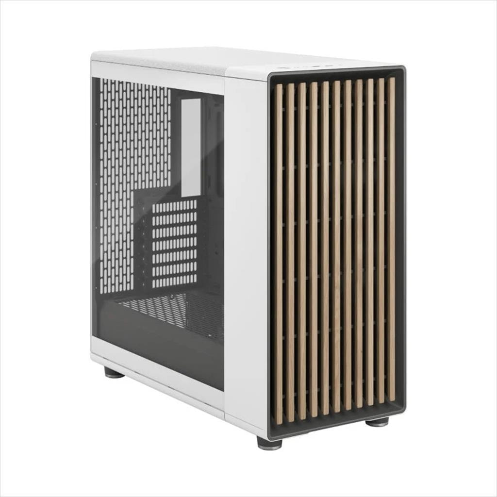 CASE FRACTAL DESIGN E-ATX Mid-Tower NORTH XL RC, 3x140mm Aspect 4-pin PWM fans, w/WINDOW, Front wood panel, Chalk White TG Clear, FD-C-NOR1X-06