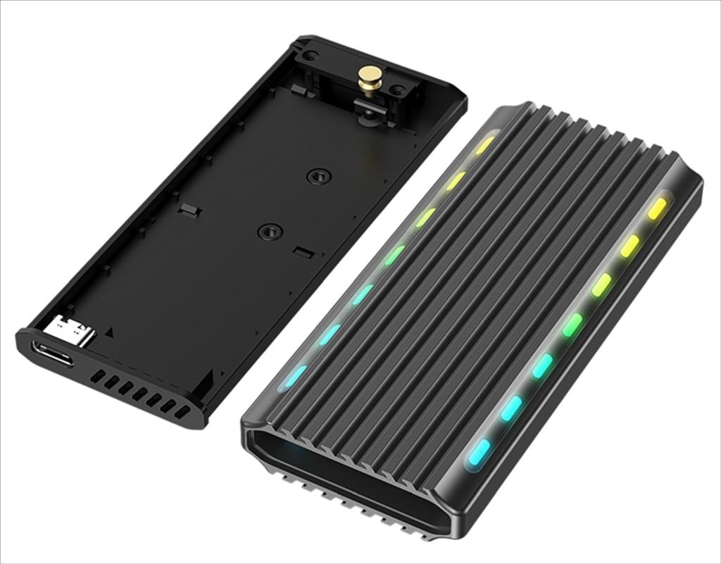ENCLOSURE SSD USB 3.1 Type-C GEMBIRD for NVMe RGB aluminium, EE2280-U3C-03