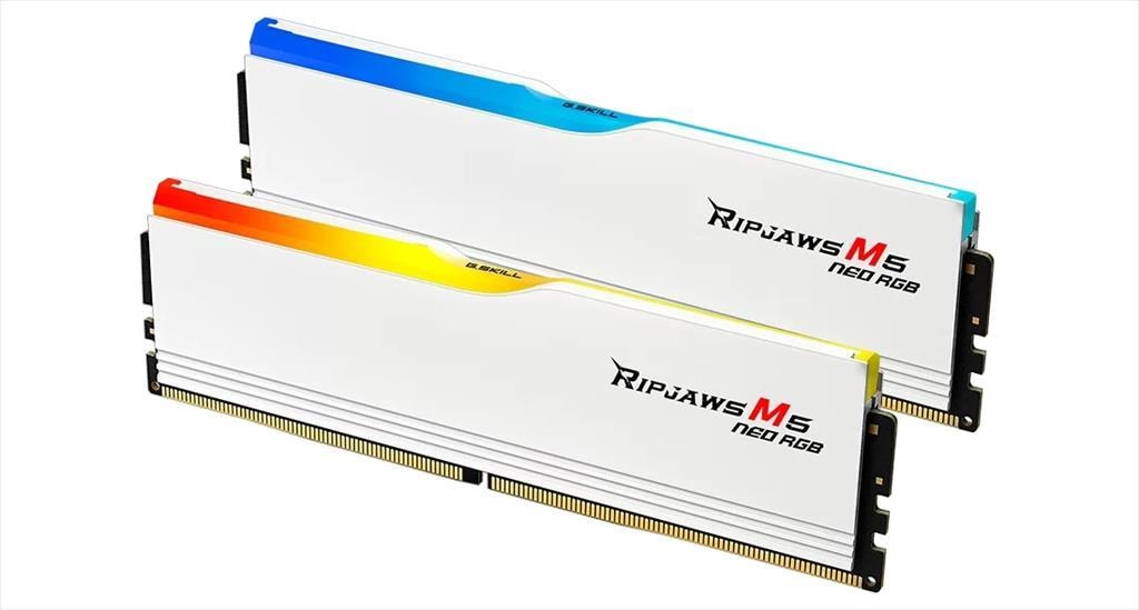 RAM DDR5 64GB(2x32GB) 6000MHz CL36 G.SKILL Ripjaws M5 NEO RGB Intel XMP/AMD EXPO White F5-6000J3636F32GX2-RM5NRW