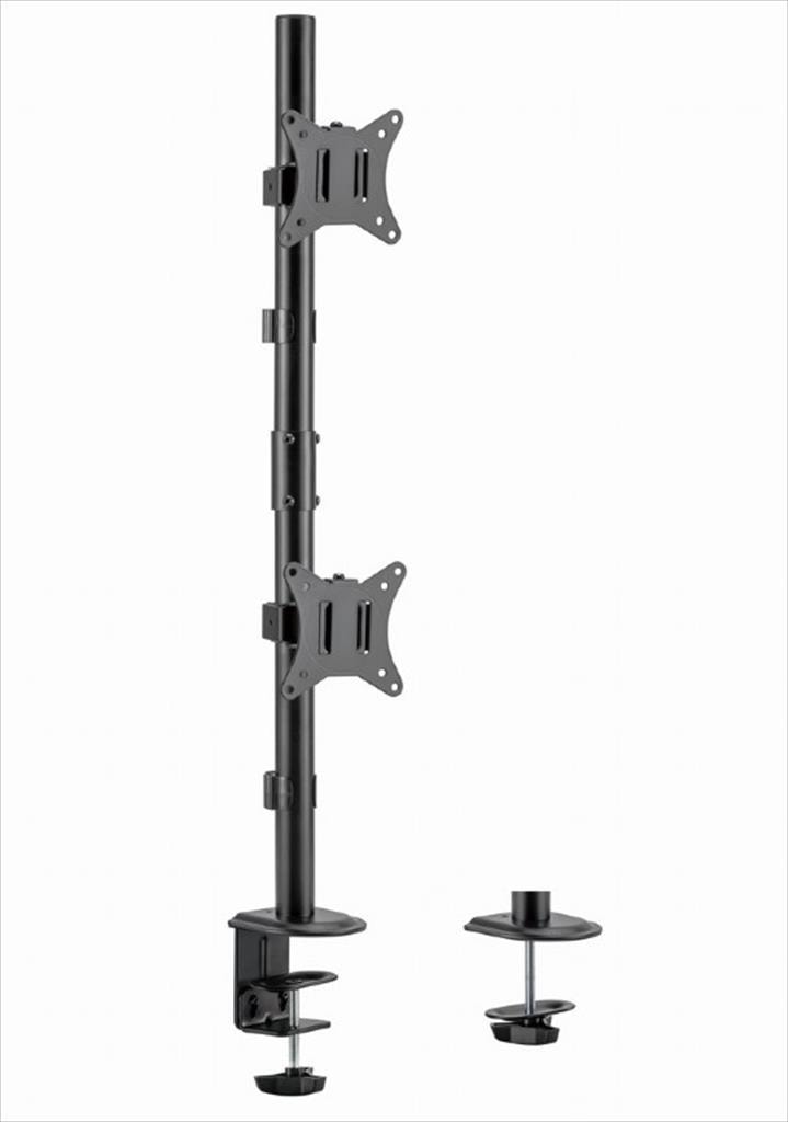 MONITOR STAND GEMBIRD, 2 MONITOR, 17"-32", VESA 100/75mm, Vertical, Tilt, Swivel, Rotation, 2x9kg, MA-D2-02