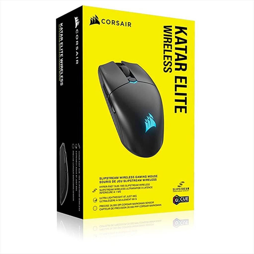 MOUSE WIRELESS CORSAIR KATAR ELITE RGB, Gaming Mouse, 69g, MARKSMAN 26000 DPI, 2.4Ghz/Bluetooth, Black, CH-931C111-EU