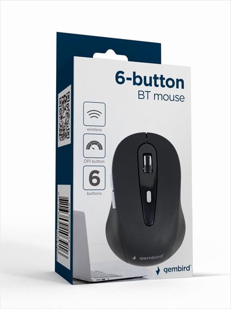 MOUSE WIRELESS GEMBIRD ONLY BLUETOOTH, 6 BUTTONS, Black, MUSWB-6B-01
