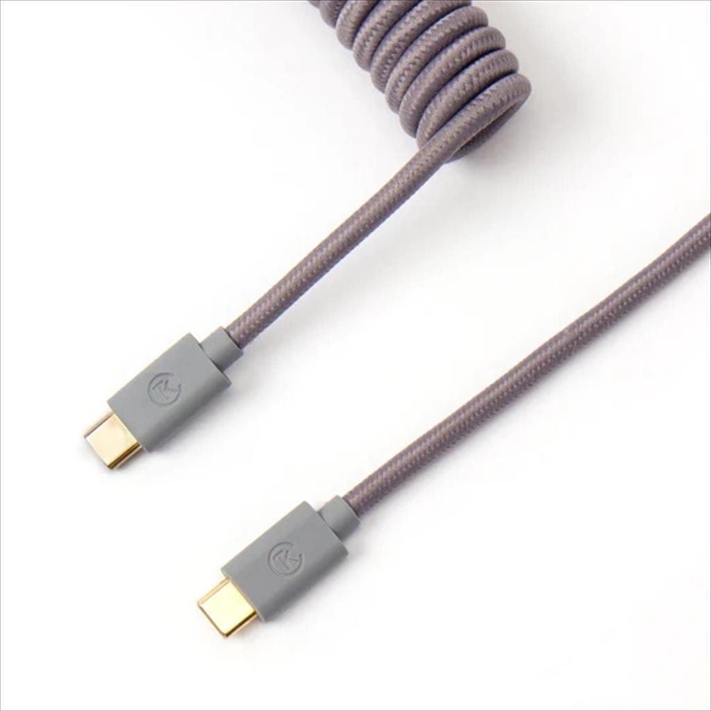 KEYBOARD ACCESSORY KEYCHRON COILED AVIATOR CUSTOM CABLE (Type-C to Type-C) w/adapter type-A to Type-C, Grey, Cab-G