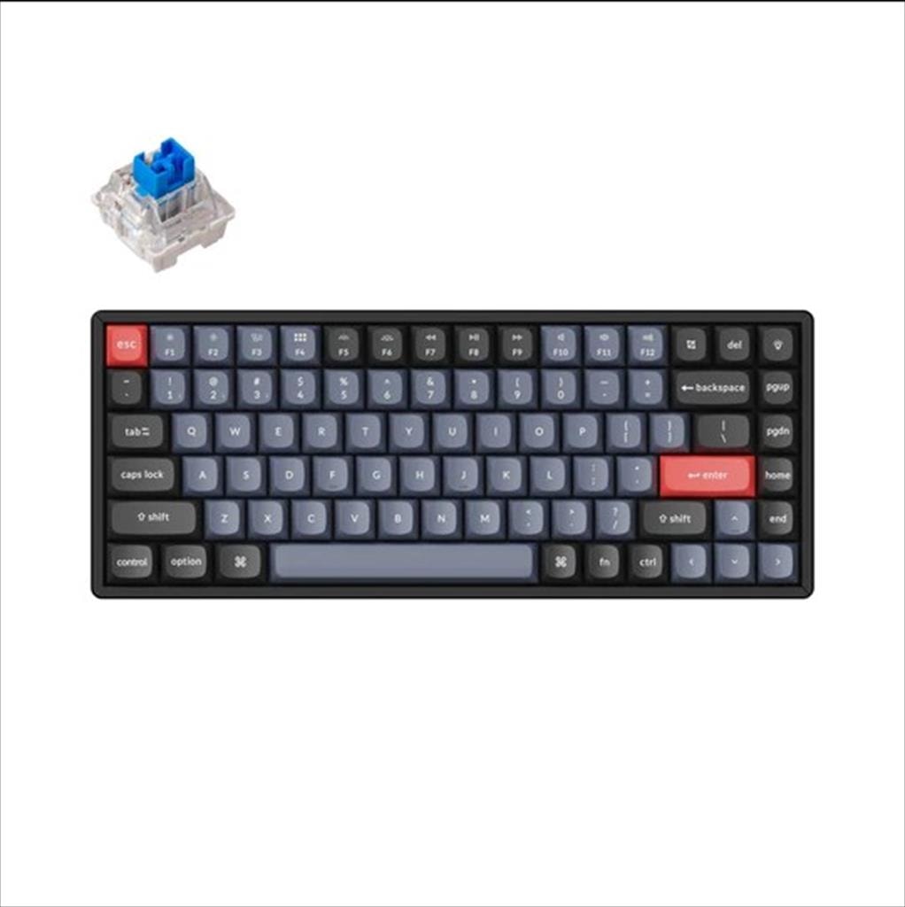 KEYBOARD MECHANICAL KEYCHRON K2 PRO QMK/VIA ALUMINIUM HS RGB LED 75% Keychron Blue switch Multi-Device (Wired+Bluetooth), Black, K2P-J2