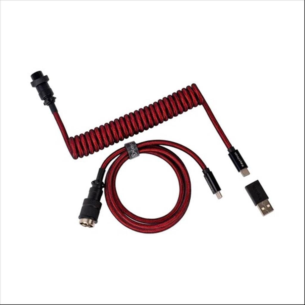 KEYBOARD ACCESSORY  KEYCHRON COILED AVIATOR PREMIUM (Type-C to Type-C) w/adapter type-A to Type-C, RED