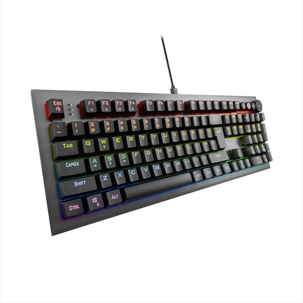 KEYBOARD MECHANICAL NOXO CONQUEROR, GAMING KEYBOARD TACTILE, USB, RAINBOW BACKLIGHT, MULTI-PURPOSE DIGITAL KNOBS, BACKLIGHT PRESETS