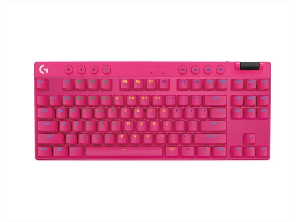 KEYBOARD MECHANICAL LOGITECH G PRO X MAGENTA LIGHTSPEED WIRELESS, TKL, RGB, TACTILE, w/Carrying case, 920-012159