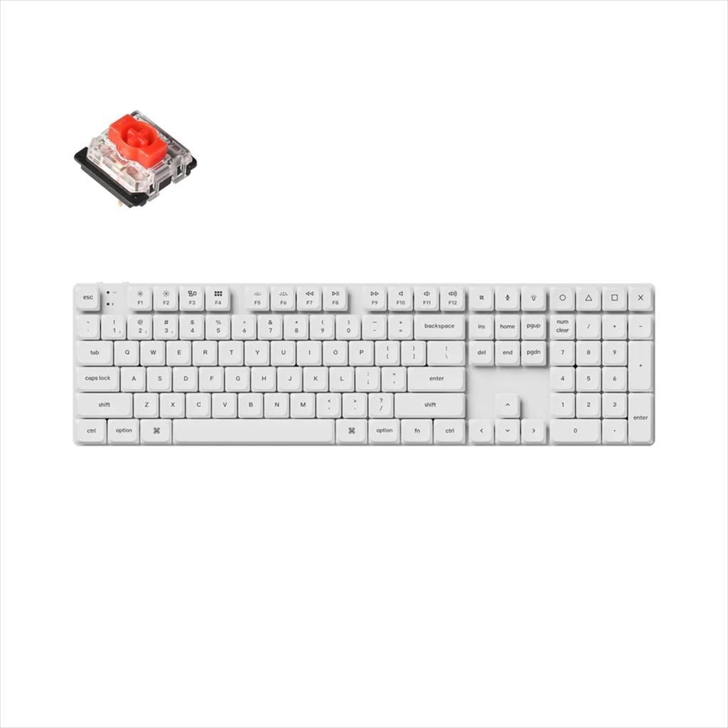 KEYBOARD MECHANICAL KEYCHRON K5 PRO QMK/VIA LP RGB LED FULL SIZE Gateron Red switch Multi-Device (Wired+Bluetooth), White, K5P-P1