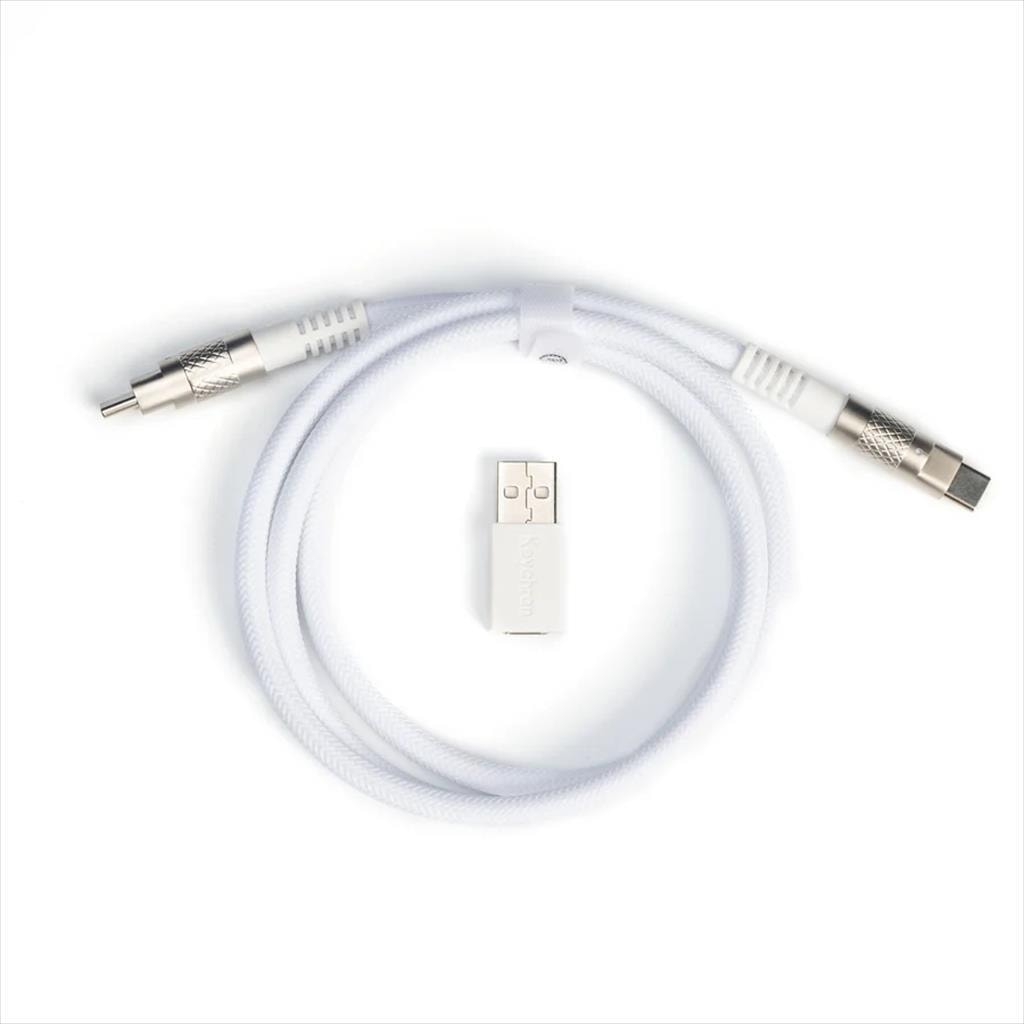 KEYBOARD ACCESSORY KEYCHRON DOUBLE SLEEVED GEEK CUSTOM CABLE (Type-C to Type-C) w/adapter type-A to Type-C, WHITE, CAB-20
