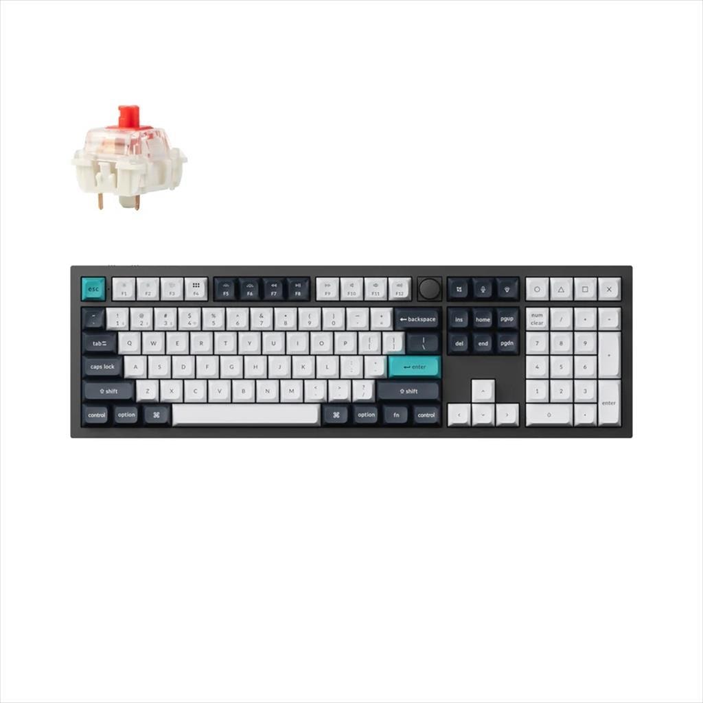KEYBOARD MECHANICAL KEYCHRON Q6 MAX QMK/VIA RGB FULL SIZE ALUMINIUM Gateron Jupiter RED Multi-Device (Wired,2.4Ghz,BT),Carbon Black,w/knob,Q6M-M1