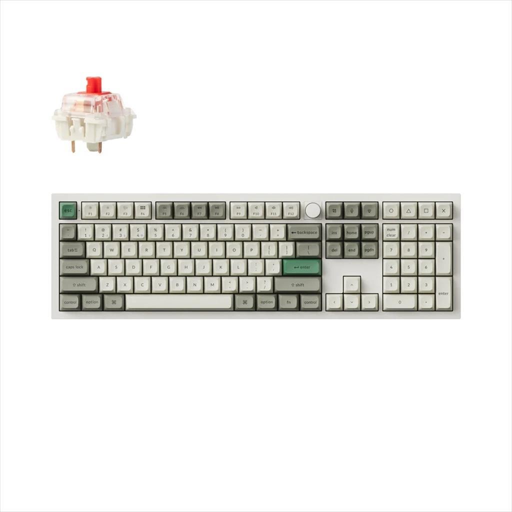 KEYBOARD MECHANICAL KEYCHRON Q6 MAX QMK/VIA RGB FULL SIZE Al. body, HS Gateron Jupiter RED Multi-Device (2.4Ghz & BT), Shell White,w/knob,Q6M-P1