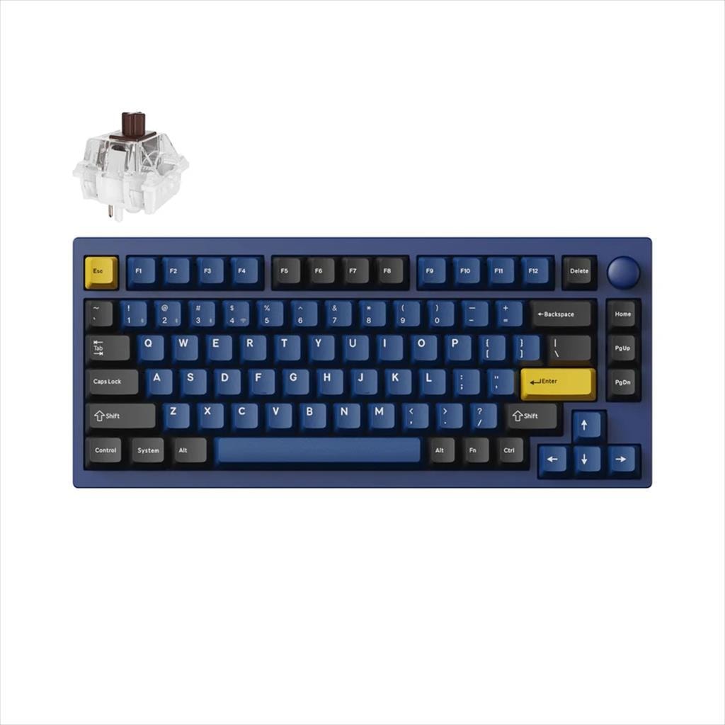 KEYBOARD MECHANICAL KEYCHRON LEMOKEY P1 PRO 75% QMK/VIA, HS, Al.body, RGB, 2.4 GHz & BT, Keychron super Brown switch, Navy Blue, w/knob, P1P-O3