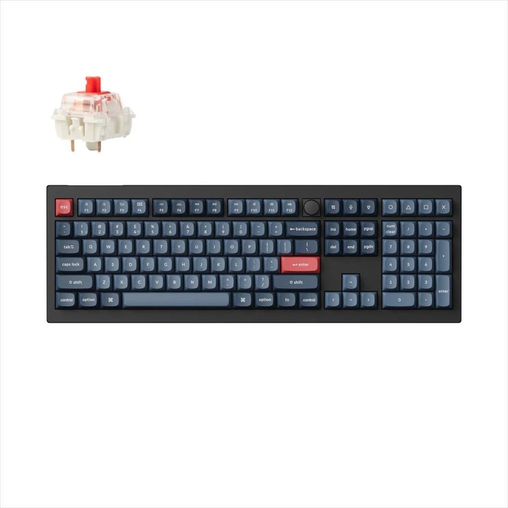 KEYBOARD WIRELESS MECHANICAL KEYCHRON V6 Max Full Size QMK/VIA, HS, RGB, Gateron Jupiter Red switch, OSA PBT, Carbon Black (Non-Transparent), w/knob, V6M-D1