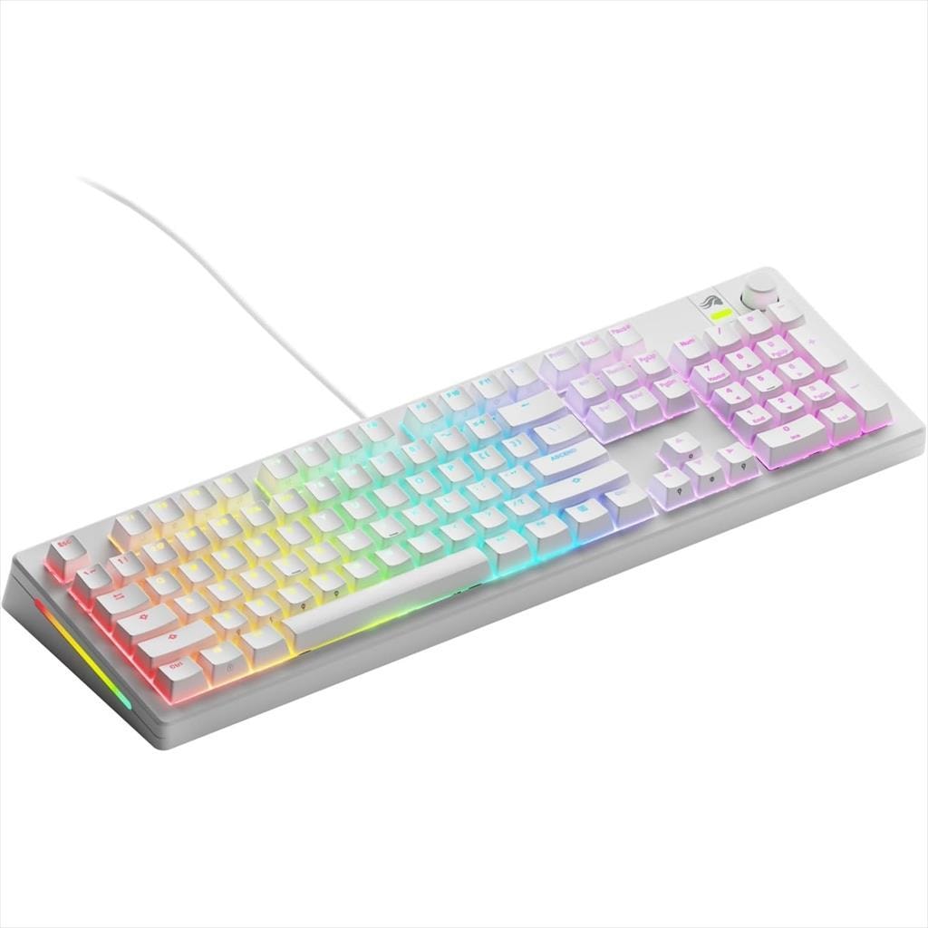 KEYBOARD MECHANICAL GLORIOUS GMMK 3 RGB 100% Hot Swappable Fox Linear Switches, White, w/knob GLO-KB-GMMK3-100-PB-FOX-W-WHT-US