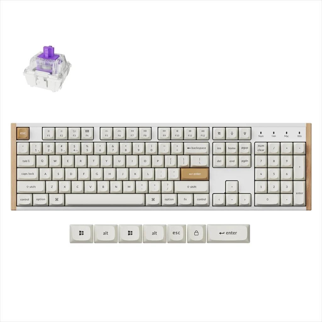 KEYBOARD MECHANICAL KEYCHRON K10 HE, FULL SIZE, Gateron Double-Rail Magnetic Nebula Switch, 2.4 GHz, White, K10H-Q1