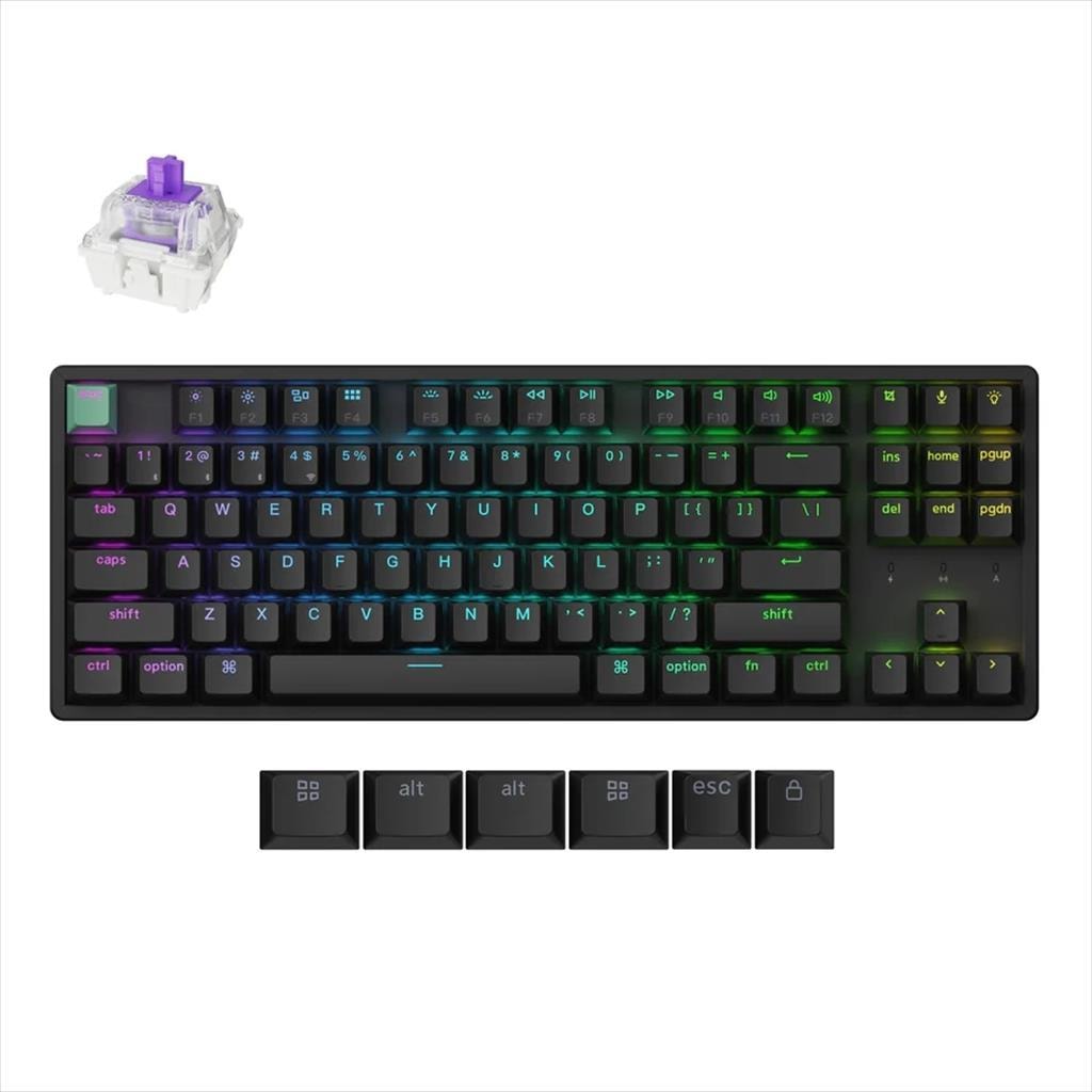 KEYBOARD MECHANICAL KEYCHRON K8 HE, RGB, Gateron Double-Rail Magnetic Nebula Switch, (2.4 GHz&BT, USB-C), Black, K8H-J1