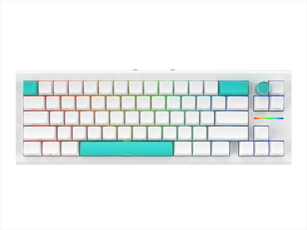 KEYBOARD MECHANICAL NUBI NK68 PRO, 65%, RGB, G3MS Aquamarine Hot-swappable, 2.4Ghz/USB-C, White, NK68-PRO-WL-WH-ANSI