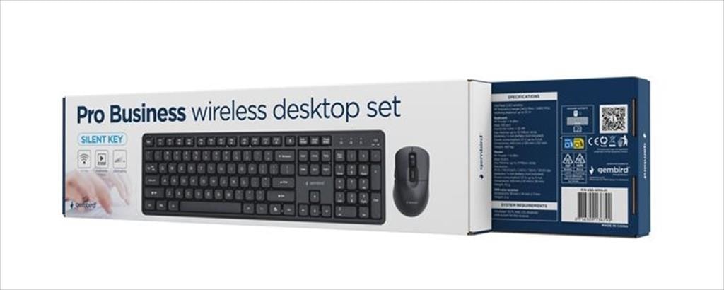 COMBO KEYBOARD AND MOUSE WIRELESS GEMBIRD SILENT KEY PRO, Black, KBS-WMS-01