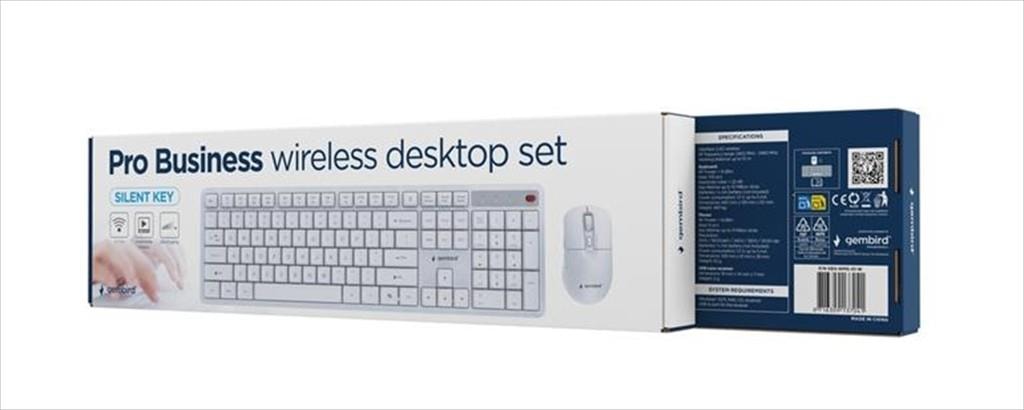 COMBO KEYBOARD AND MOUSE WIRELESS GEMBIRD SILENT KEY PRO, White, KBS-WMS-01-W