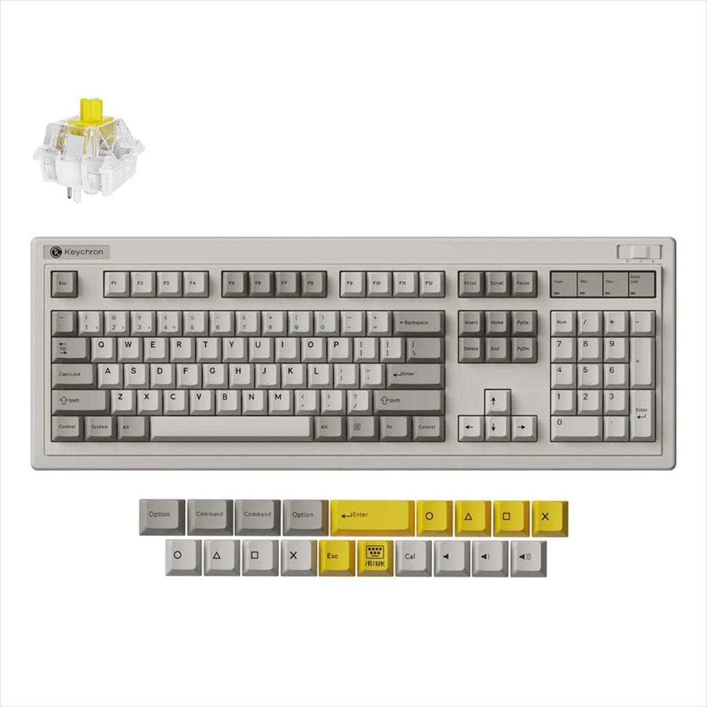 KEYBOARD MECHANICAL KEYCHRON R6 QMK Retro, RGB LED, Super Banana switch, Multi-Device (Wired+Wireless), Retro, R6-M4