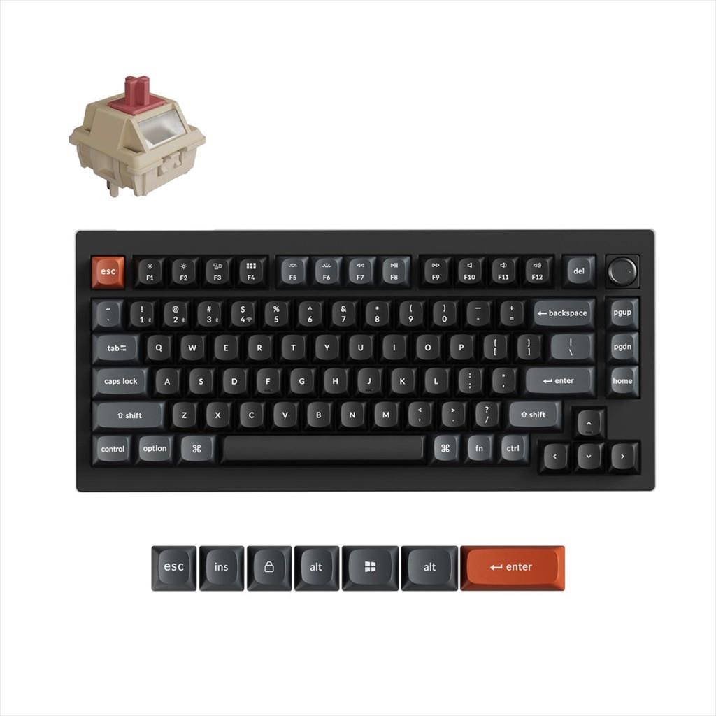 KEYBOARD WIRELESS MECHANICAL KEYCHRON V1 ULTRA 8K Polling Rate 75%, HS, RGB, Keychron Silk POM RED switch, OSA PBT, Black, w/knob, V1U-D1