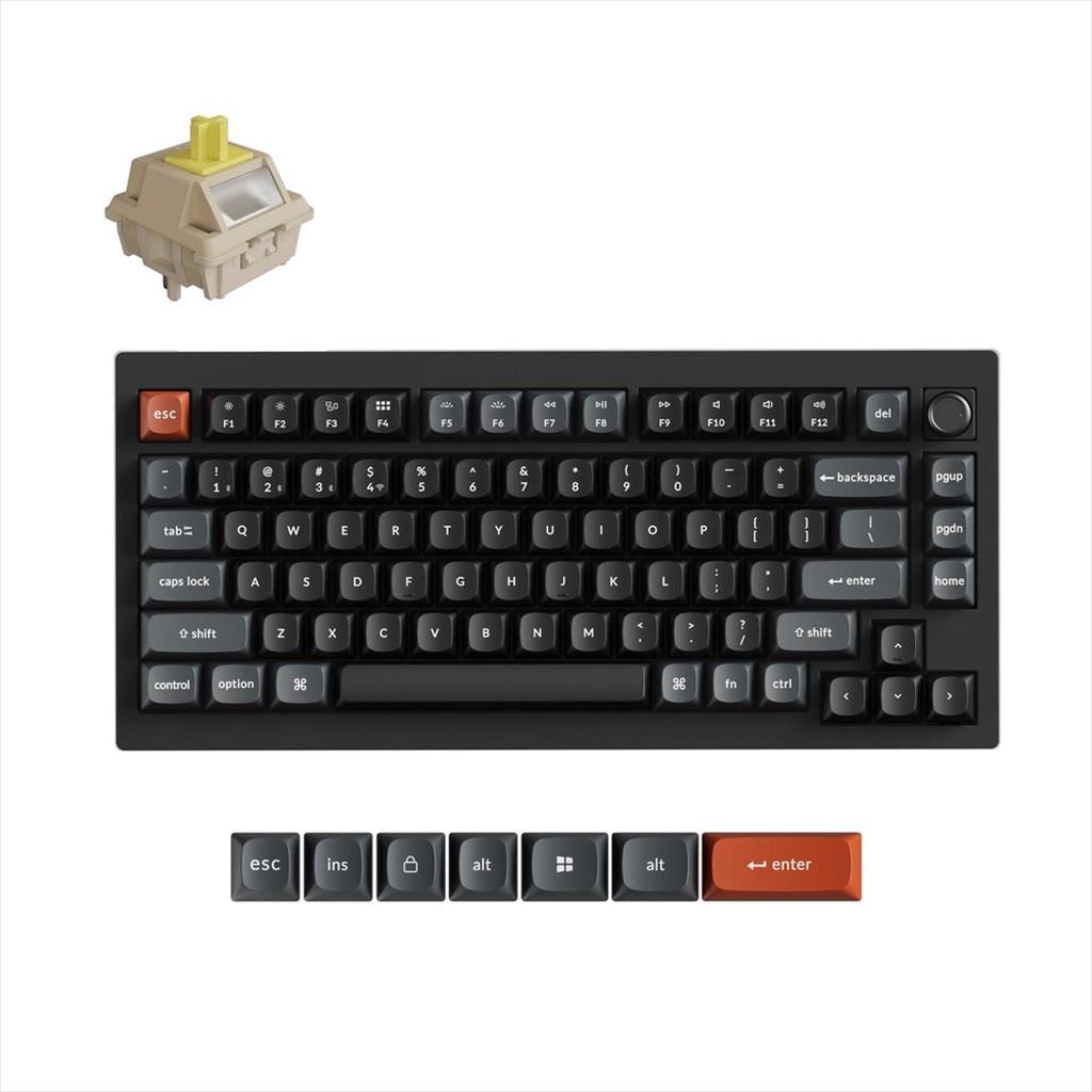 KEYBOARD WIRELESS MECHANICAL KEYCHRON V1 ULTRA 8K Polling Rate 75%, HS, RGB, Keychron Silk POM BANANA switch, OSA PBT, Black, w/knob, V1U-D4