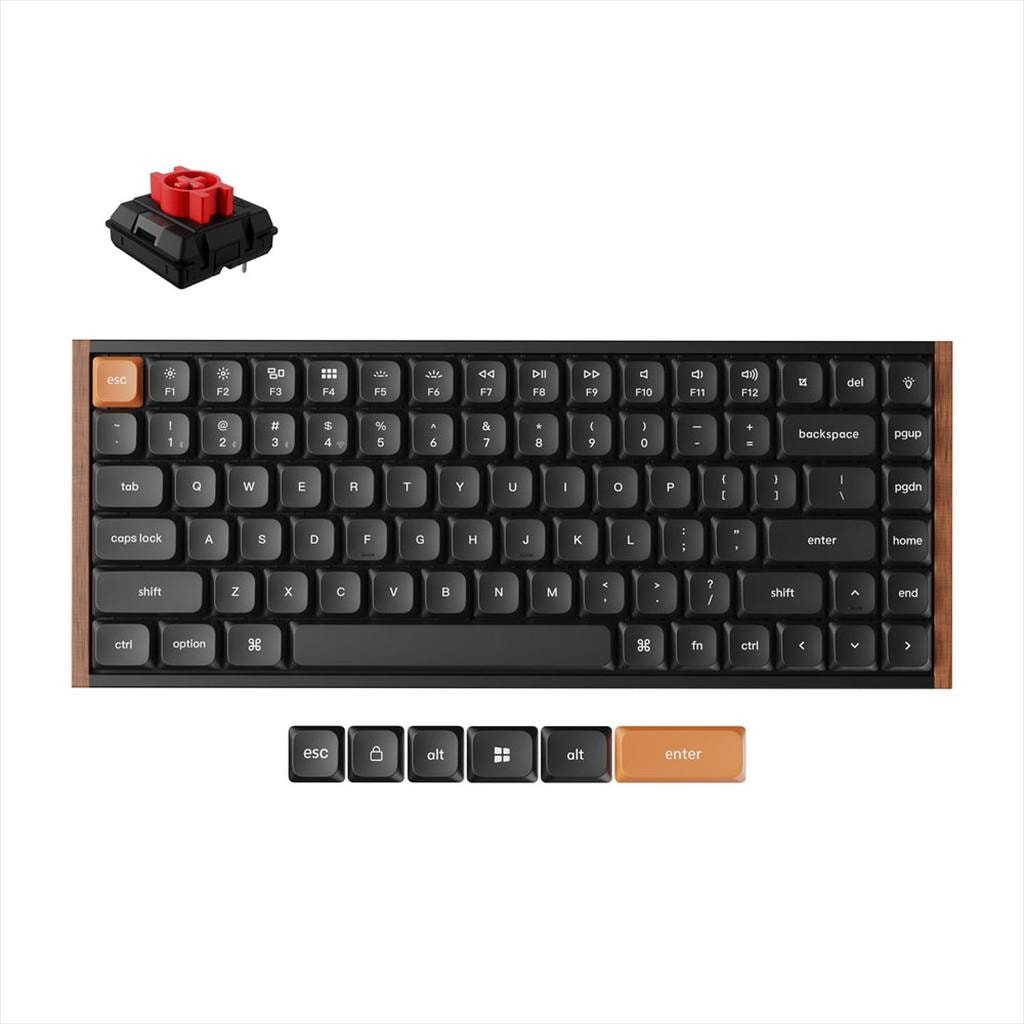 KEYBOARD WIRELESS MECHANICAL KEYCHRON K3 MAX SE QMK/VIA LP HS RGB, Milk POM Red Switch, 2.4Ghz/BT/Wired, Black, K3M-F1