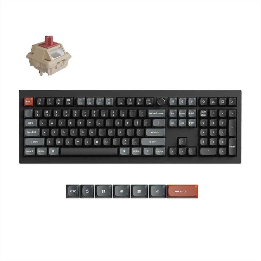 KEYBOARD WIRELESS MECHANICAL KEYCHRON V6 ULTRA 8K Full Size QMK/VIA, HS, RGB, Silk POM RED Switch, Black, 2.4Ghz/BT/Wired, w/knob, V6U-D1