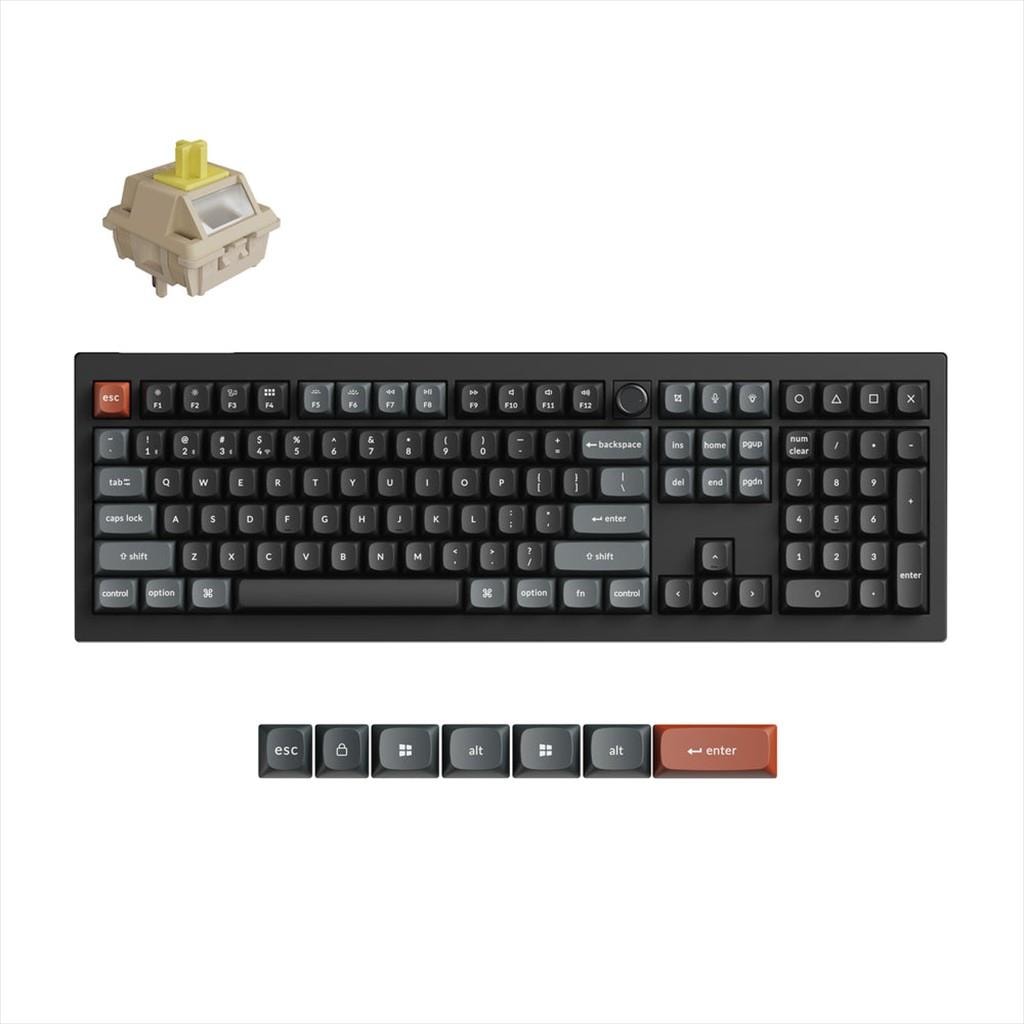 KEYBOARD WIRELESS MECHANICAL KEYCHRON V6 ULTRA 8K Full Size QMK/VIA, HS, RGB, Silk POM BANANA Switch, Black, 2.4Ghz/BT/Wired, w/knob, V6U-D4