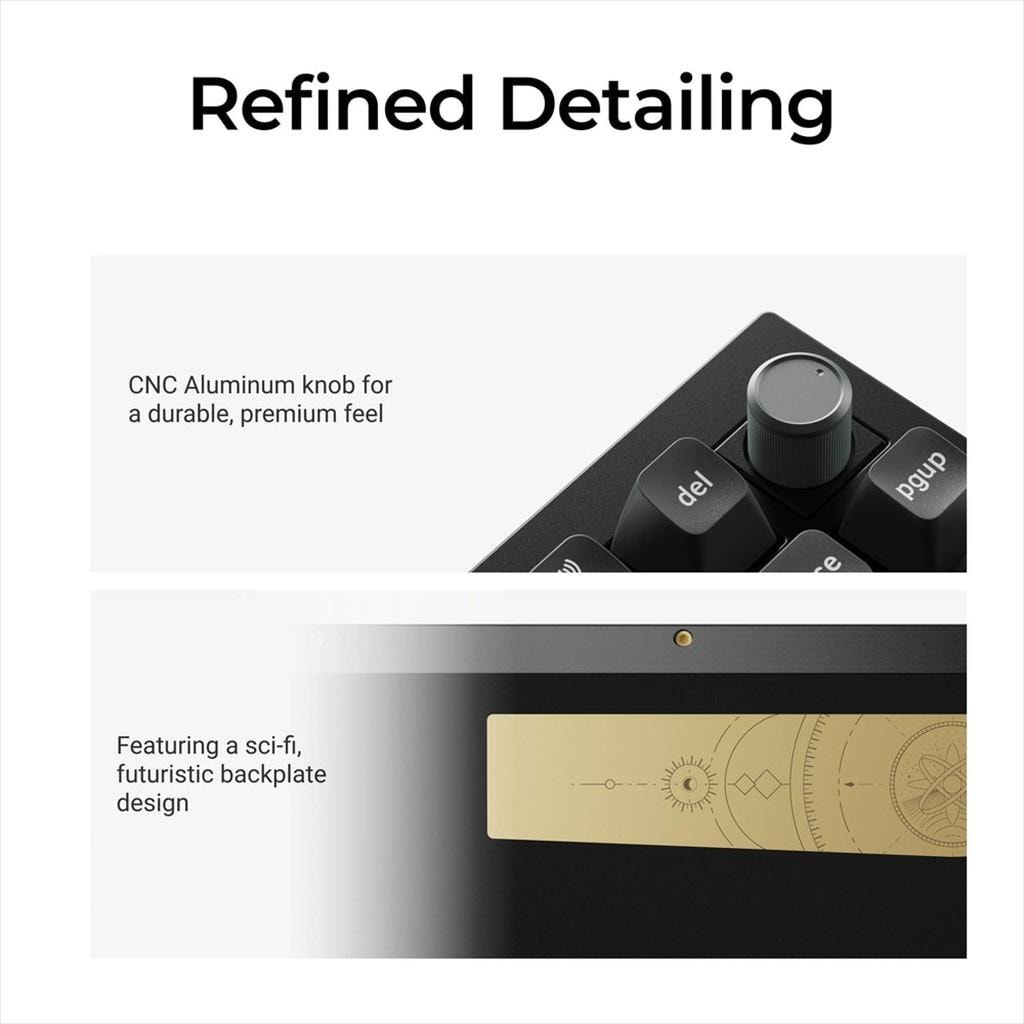 KEYBOARD WIRELESS MECHANICAL KEYCHRON Q1 ULTRA 8K ALUMINIUM HS RGB LED 75% Silk POM RED switch,Multi-Device (Wired,2.4Ghz,BT), BLACK, Q1U-M1