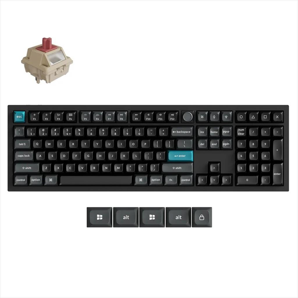KEYBOARD MECHANICAL KEYCHRON Q6 ULTRA 8K RGB FULL SIZE Metal body, HS Keychron Silk POM Red Switch Multi-Device (2.4Ghz & BT), Black, w/knob,Q6U-M1
