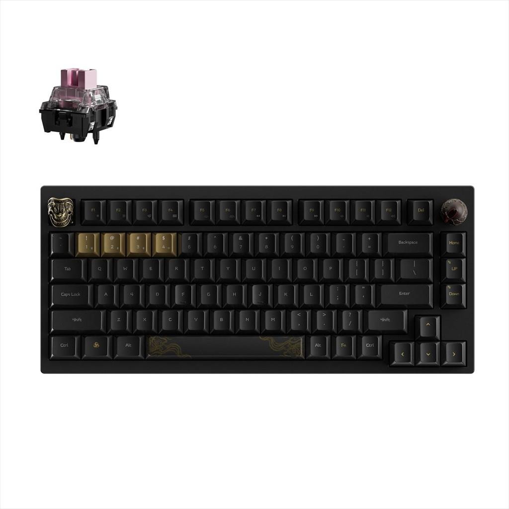 KEYBOARD MECHANICAL KEYCHRON BLACK MYTH WUKONG DELUXE EDITION 75% , Metal Body, HS, RGB, 2.4 GHz & BT, Pre-lubed TTC Golden Pink switch, w/knob, WKD-21