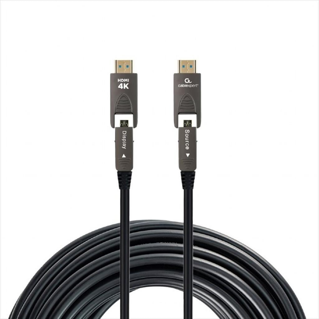 CABLES MONITOR HDMI Active Optical (AOC) 4K (60Hz) with Ethernet CABLEXPERT ARMORED SERIES M-M 10m, CCAP-HDMIDD-AOC-10M