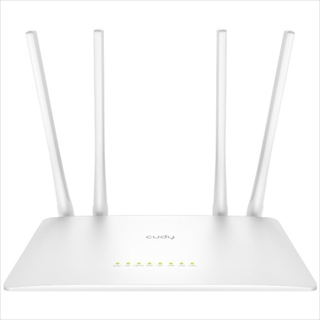 NET ROUTER WIRELESS DUAL BAND AC1200 CUDY WR1200, w/4 antennas, 1x WAN 10/100 port, 4x LAN 10/100 ports