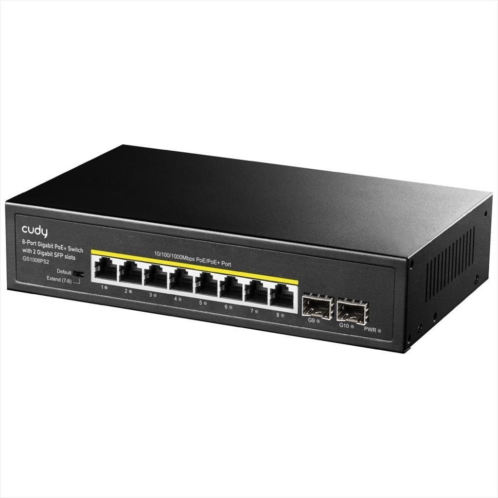 NET Switch CUDY 8-port Gigabit POE 120W, 2x SFP, GS1008PS2