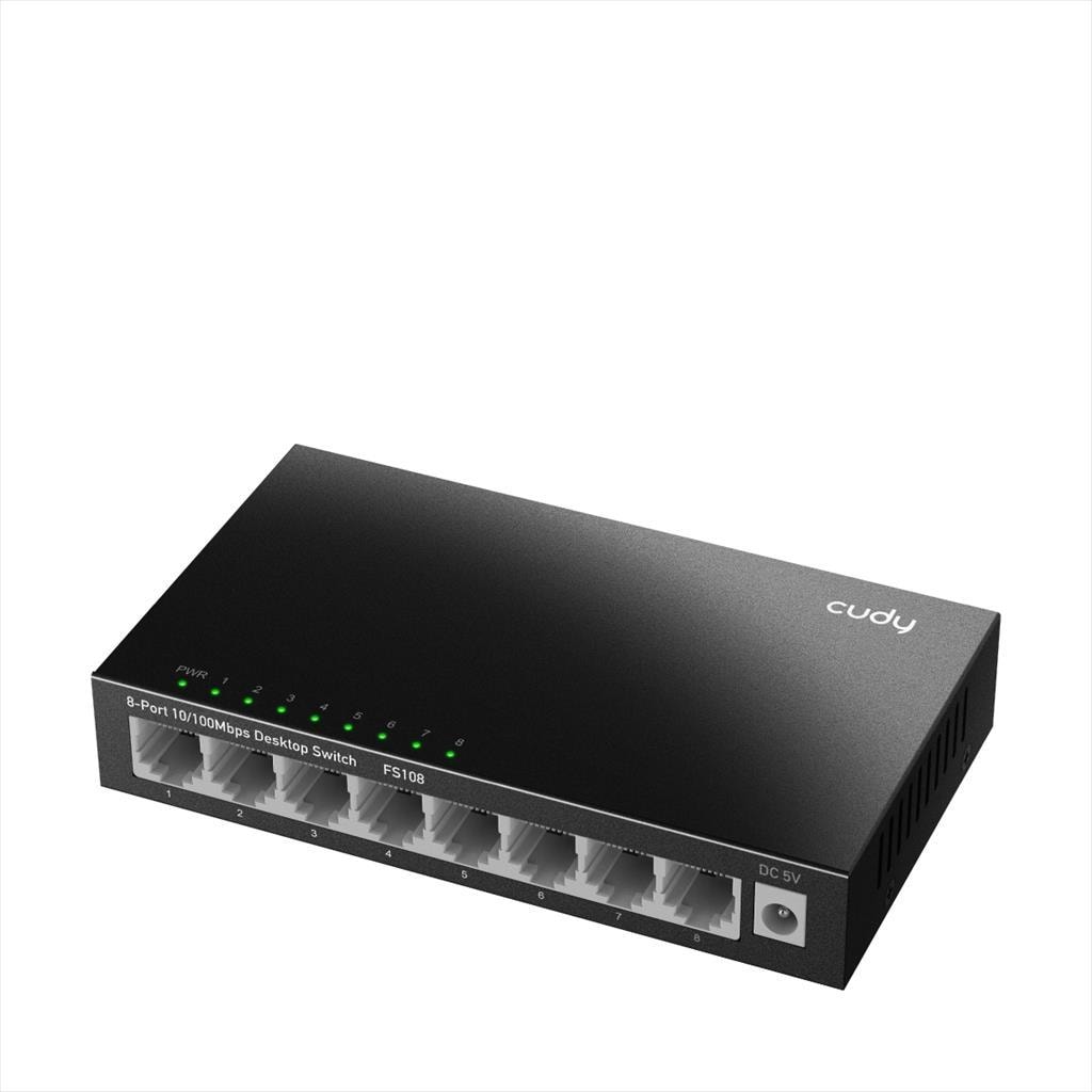 NET Switch CUDY 8-port 10/100 FS108, metal case