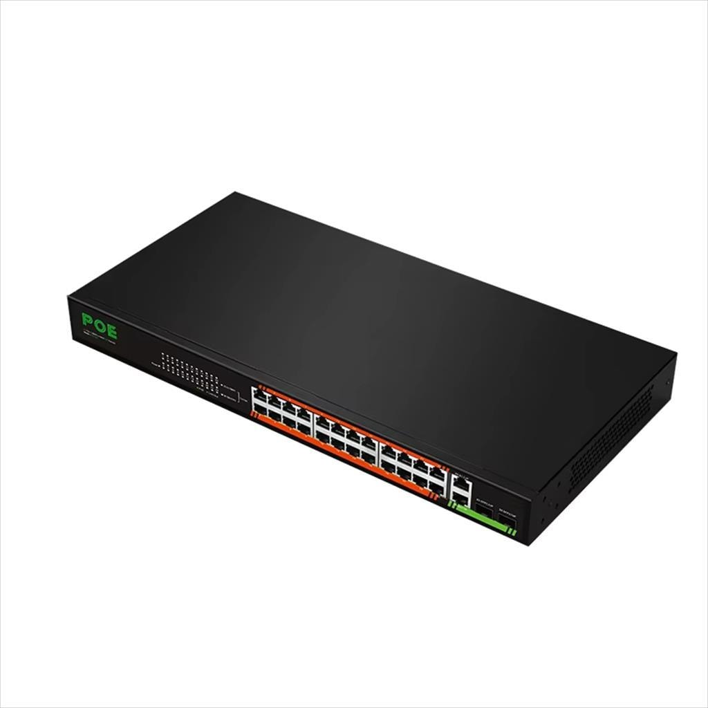 NET Switch POE DIEWU 24-port 10/100 +2 1G UPLINK ports (24 POE / 300W) TXE192