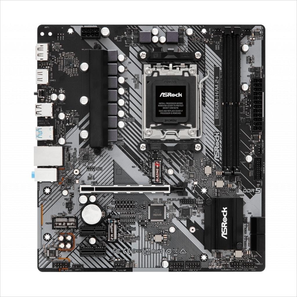 MB AM5 B650M-H/M.2+ ASROCK 4xDDR5 6400+Mhz(O.C.), HDMI, DP, PCI-Ex16 4.0, 2xPCI-Ex1 4.0, M.2 Gen5, M.2 Gen4, 4xSATAIII, 90-MXBMS0-A0UAYZ
