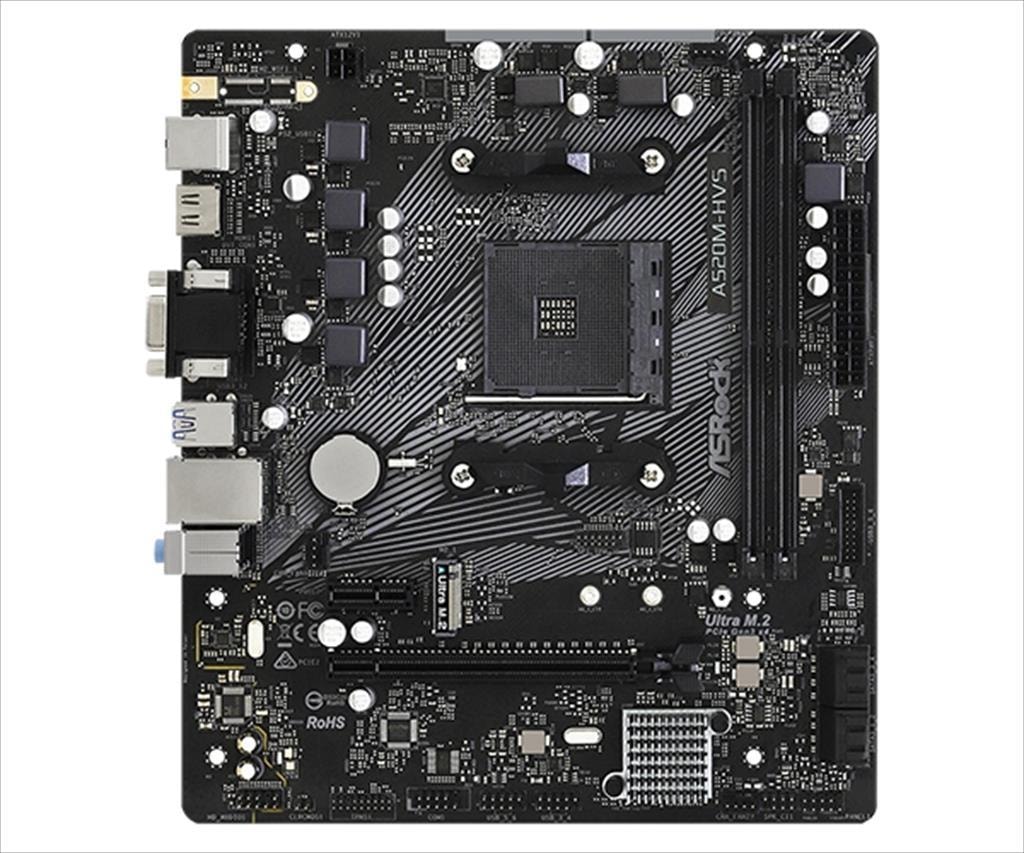 MB AM4 A520M-HVS ASROCK, mATX, 2xDDR4 4733Mhz(OC), VGA, HDMI, PCIex16, PCIex1, ultra M.2, 4xSATAIII, 4xUSB 3.2 Gen1