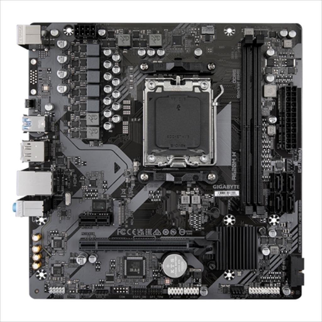 MB AM5 A620M H GIGABYTE 2xDDR5 6400Mhz, 1xPCIex16 4.0, PCIex1, M.2, HDMI, DP, 4xSATAIII, GbE LAN